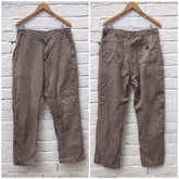 Vintage 90s Carhartt beige carpenter work pants distressed worn size W34 x L32